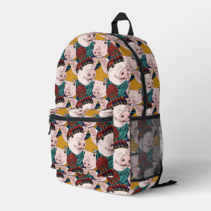 Mochila Impresa Cerdos con patrón de Gorras