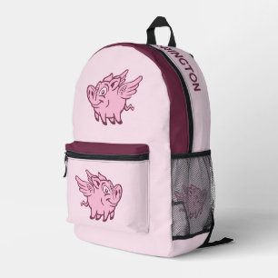 Mochila Impresa Cerdos voladores de nombre personalizado