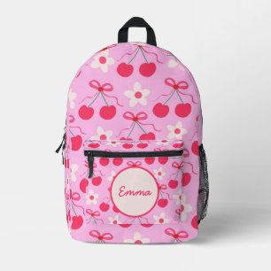 Mochila Impresa Cerezas Coquette con Lazos Rojos y Flores personal