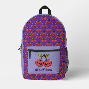 Mochila Impresa Cerezas Felices Personalizadas Moradas