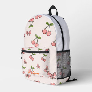Mochila Impresa Cerezas rosadas y lazos Patrón continuo adorable
