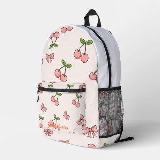 Mochila Impresa Cerezas rosadas y lazos Patrón continuo adorable