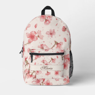 Mochila Impresa Cerezo japonés monograma Rosa Azul
