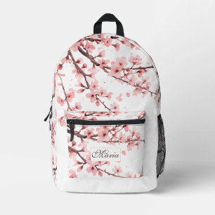 Mochila Impresa Cerezo japonés monograma Rosa pálido blanco