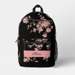 Mochila Impresa Cerezo japonés monograma Rosa pálido Negro