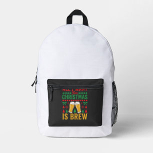 Mochila Impresa Cerveza de Navidad Todo lo que Quiero es Cerveza
