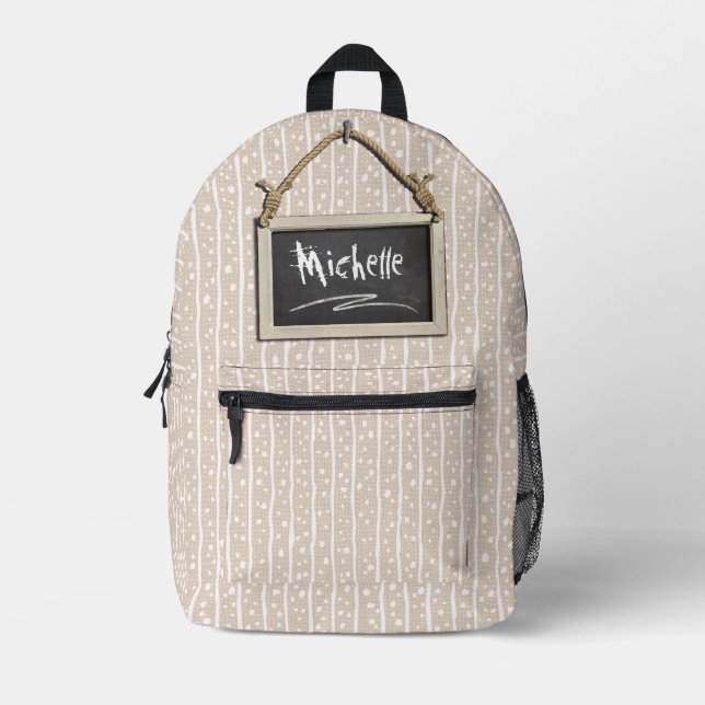 Mochila Impresa Chalkboard colgante Beige ID397 (Anverso)