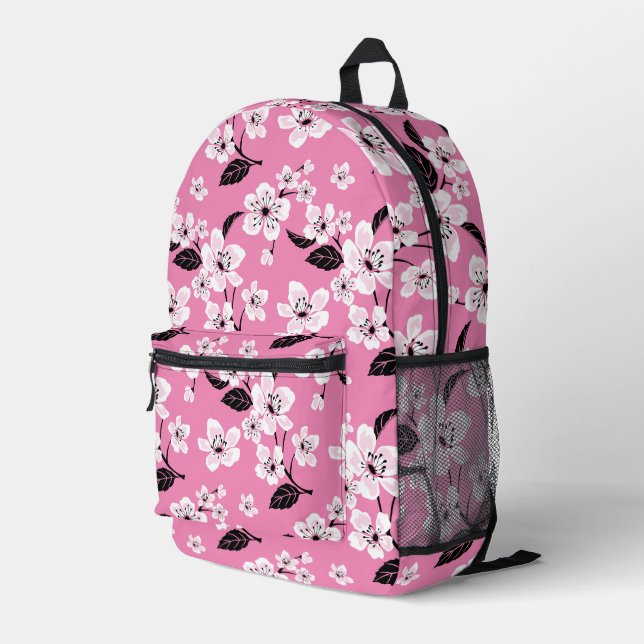 MOCHILA IMPRESA CHERRY BLOSSOM - SAKURA PATTERN IN LITE PINK (Esquina derecha trasera )