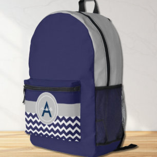 Mochila Impresa Chevron gris azul oscuro