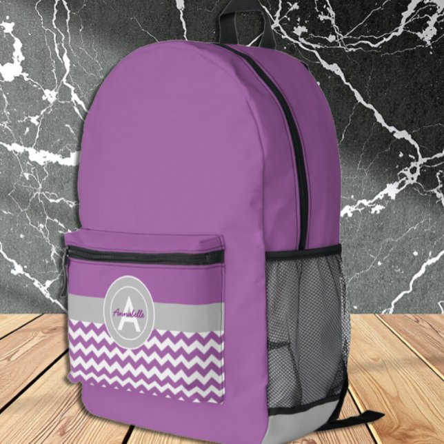 Mochila Impresa Chevron gris morado (Subido por el creador)
