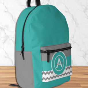 Mochila Impresa Chevron Verde azulado gris