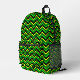Mochila Impresa Chevron zigzag verde, negro y amarillo