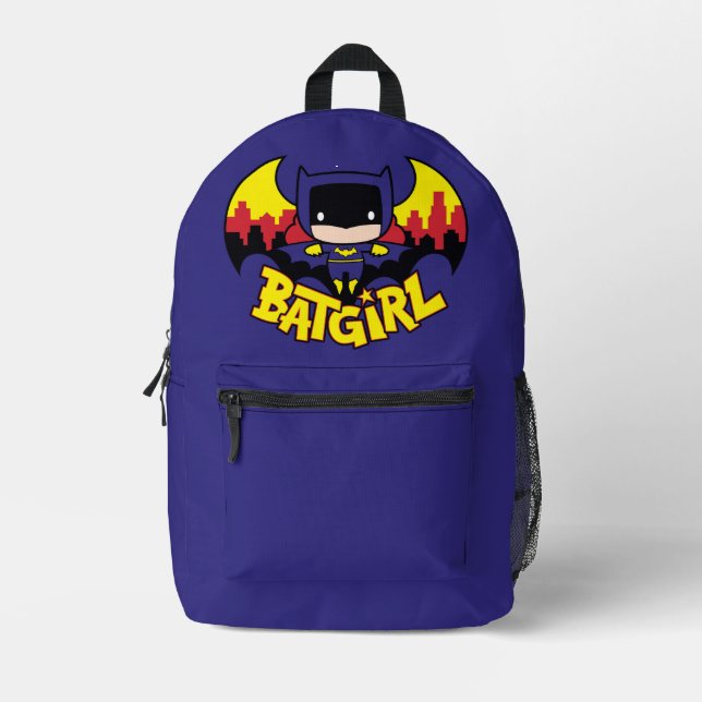 Mochila Impresa Chibi Batgirl Con Skyline Y Logo Gótico (Anverso)