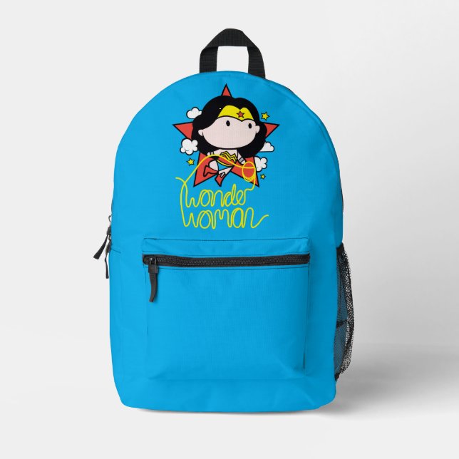 Mochila Impresa Chibi WonWoman Volando Con Lasso (Anverso)