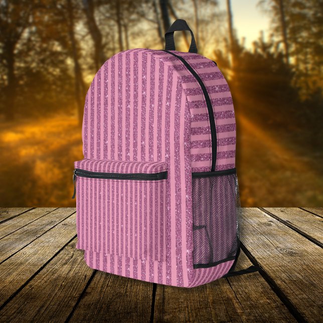 Mochila Impresa Chic Blush Pink Glitter Style Vertical Stripes (Subido por el creador)