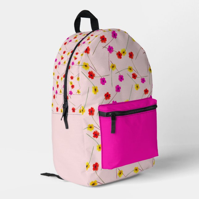 Mochila Impresa Chic floral backpack with bold pink accent (Esquina izquierda trasera)