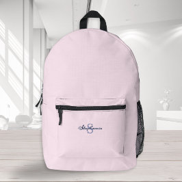 Mochila Impresa Chic Pastel Rosa Tendencia Minimal Monograma