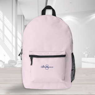 Mochila Impresa Chic Pastel Rosa Tendencia Minimal Monograma