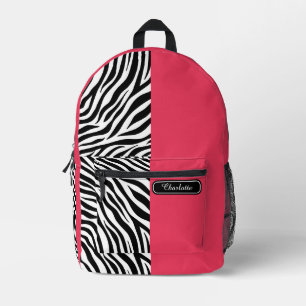Mochila Impresa Chic Rouge Rojo Negro y Blanco Estampado de Cebra