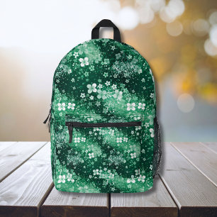 Mochila Impresa Chic tréboles blancos y verdes con lunares sobre v