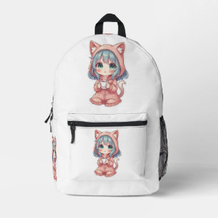Mochila Impresa Chica Anime Kawaii Acogedora con Sudadera con Capu
