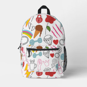 Mochila Impresa Chica caprichoso y caprichoso poder Doodle retro