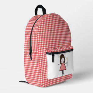 Mochila Impresa Chica De Figura De Palo Y Gingham