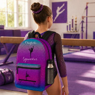 Mochila Impresa Chica de Gimnasia Ombre Azul Púrpura