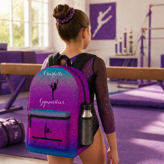 Mochila Impresa Chica de Gimnasia Ombre Azul Púrpura