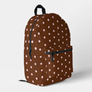Mochila Impresa Chica de lunares rosados marrones
