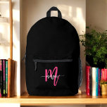 Mochila Impresa Chica de monograma negro rosado vuelve a la escuel<br><div class="desc">Comience el año escolar con estilo con nuestra mochila impresa de nuestro Monograma Rosado Back to School! Esta atractiva mochila cuenta con un vibrante diseño rosado caliente, personalizado con su monograma para un aspecto único y moderno. Perfecto para llevar libros, provisiones y artículos de primera necesidad, ofrece moda y funcionalidad....</div>