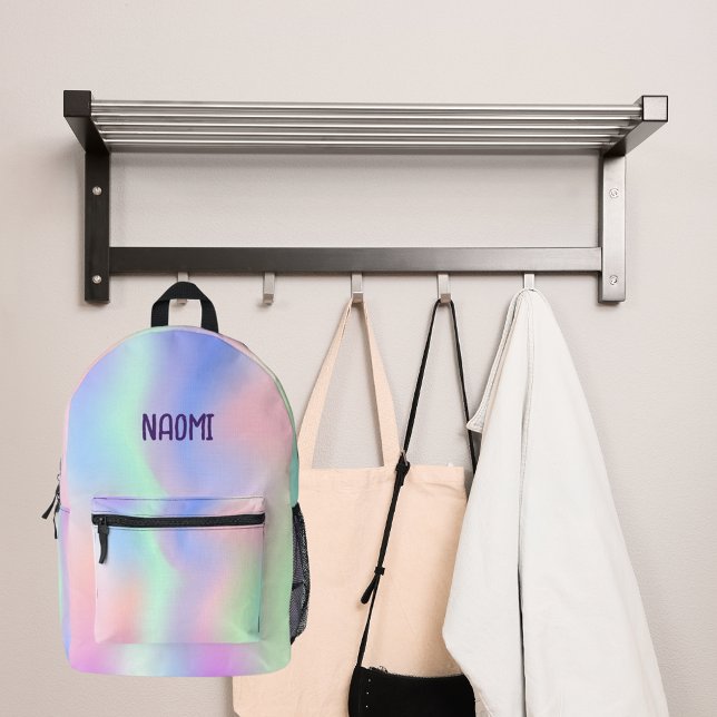 Mochila Impresa Chica de nombre de color rosa holográfico (Subido por el creador)