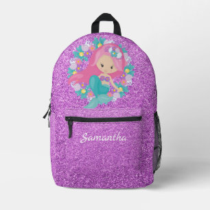 Mochila Impresa Chica de sirena mágica - Purpurina púrpura persona