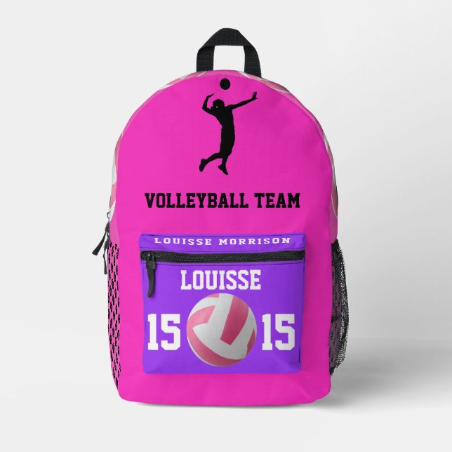 Mochila Impresa chica de voleibol Rosa fuchsia (Anverso)
