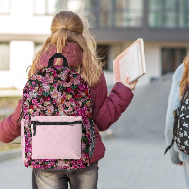 Mochila Impresa Chica Linda Rosa Rosa Personalizada (Subido por el creador)