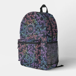 Mochila Impresa Chica monograma elegante de Pastel gris de maripos
