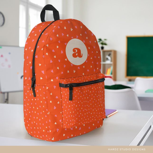 Mochila Impresa Chica Monograma Rojo Corazón Rosa Imprimir Cortar  (Subido por el creador)