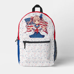 Mochila Impresa CHICA patriótico de anime de Estados Unidos