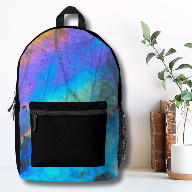 Mochila Impresa Chicas coloridos Bonitos de mármol (Trendy Modern Rainbow Labradorite Crystal Stone Printed Backpack)