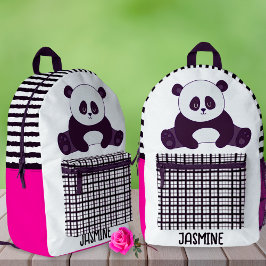 Mochila Impresa Chicas Cute Panda School Pink Custom Name Gift