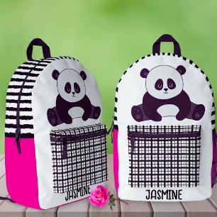 Mochila Impresa Chicas Cute Panda School Pink Custom Name Gift