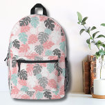 Mochila Impresa Chicas de patrones tropicales rosados modernos de<br><div class="desc">Mochila Impresa De Moda Tropical Moderna De Monstera. Este moderno estampado de hojas de monastera, adornado con suaves rosados, verde azulado (casi un verde marino), blanco y gris, invita a la tranquilidad y a la elegancia contemporánea. Este patrón sirve como un complemento elegante y versátil a su vida. Ideal para...</div>