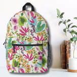 Mochila Impresa Chicas del patrón botánico floral<br><div class="desc">Mochila impresa con motivos tropicales florales de color verde moderno. ¡Esta bonita impresión se parece a una huella tropical floral vintage! Compartimientos rosas, moradas, azules, verdes, amarillos, naranjas y más mezclados. Ideal para regalos o productos. Ideal para regresar a la escuela para sus hijos, o para una apreciación del profesor...</div>