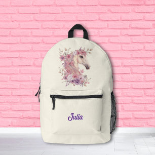 Mochila Impresa Chicas Lindos Caballos Floral Pastel Poni