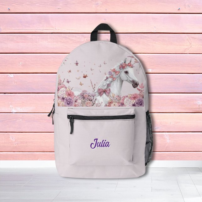 Mochila Impresa Chicas Lindos Caballos Pastel Floral Caballo (Subido por el creador)