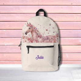 Mochila Impresa Chicas Lindos Caballos Ponis Flor Pastel Caballo