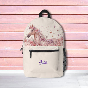 Mochila Impresa Chicas Lindos Caballos Ponis Flor Pastel Caballo