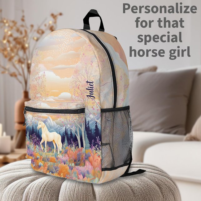 Mochila Impresa Chicas Palomino Horse Desierto Ecuestre Personaliz (Girls Palomino Horse Equestrian Desert Personalized Printed Backpack)