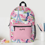Mochila Impresa Chicas rosados bonito Torre Eiffel<br><div class="desc">Una elegante y moda mochila de la escuela de chica de la Torre Eiffel de París. Muy divertido para volver a la escuela.</div>