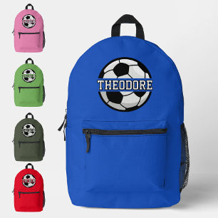 Mochila Impresa Chicos Nombre Personalizado Fútbol Fútbol Cool Azu